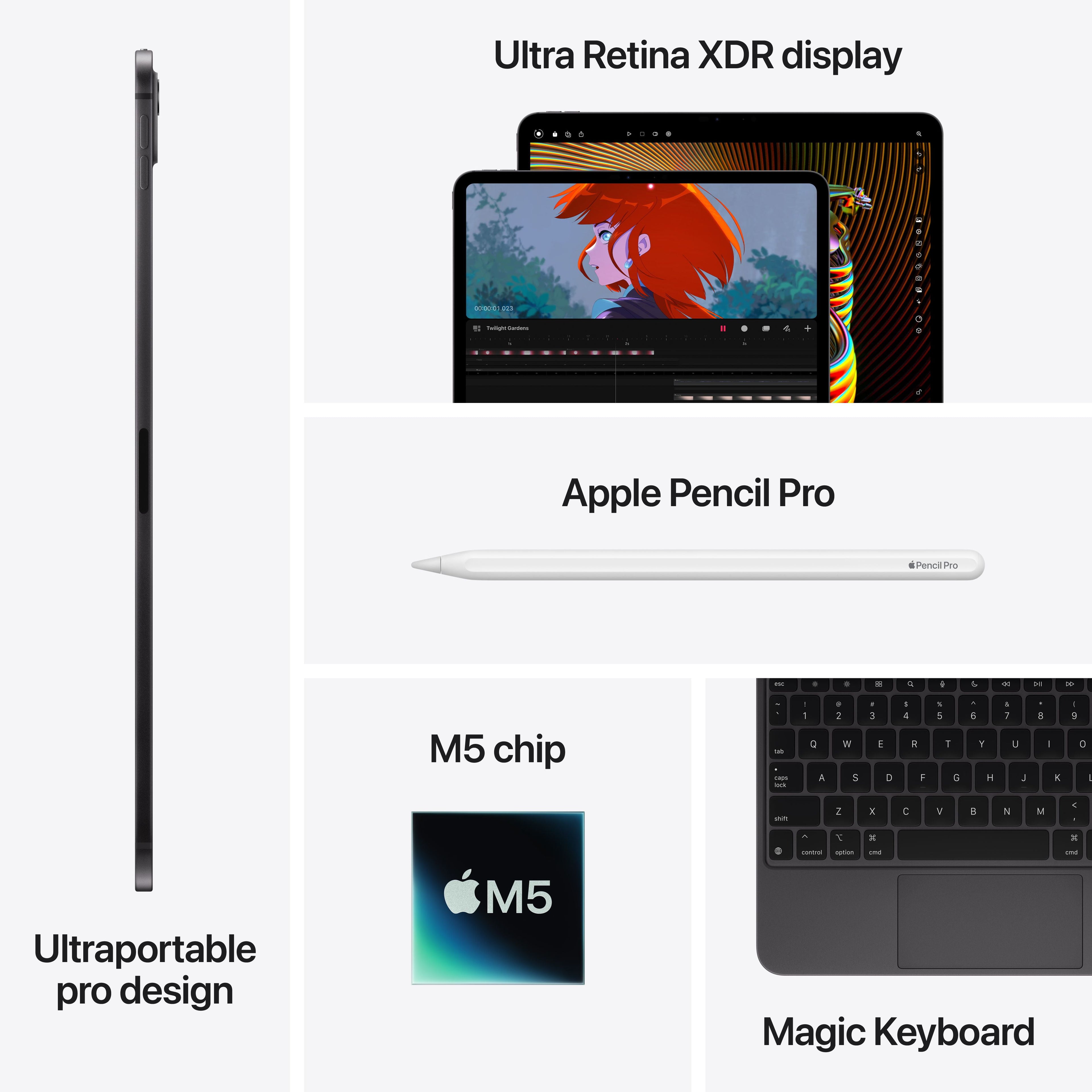 Apple 13-in iPad Pro (M5) Wi-Fi 256GB Standard Glass - Space Black - MDYJ4LL/A - (Oct 2025)