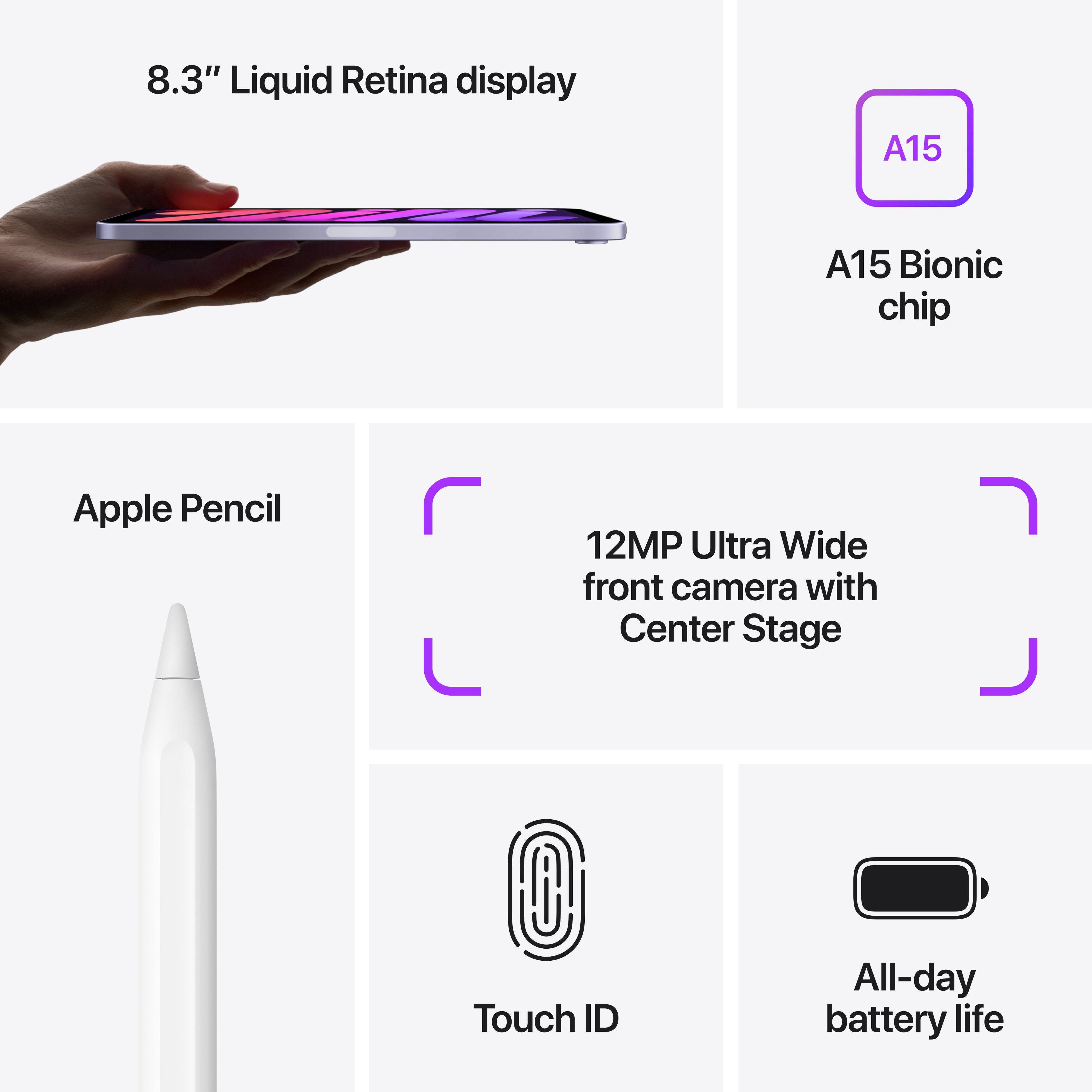 2021 Apple iPad Mini Wi-Fi 64GB - Purple (6th Generation)